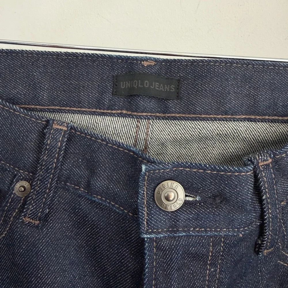 Uniqlo Jeans Mens 30x34 Selvedge Denim Slim Straight Stretch Dark Wash Kaihara